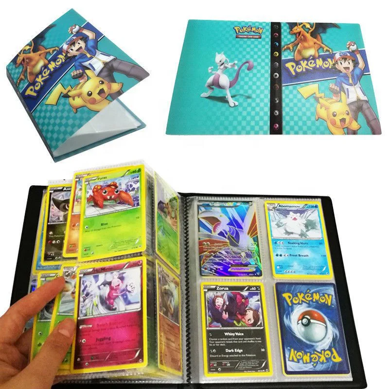 Zealed 400 Cards Poke mon Sports Trading Card Binder Collector Album 4-Pocket TCG Game Card Book Holder with 50 Removable Sleeve