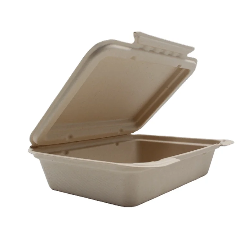  Sugarcane Bagasse Clam Shell пищевые контейнеры 1 отсек Ланч-бокс с