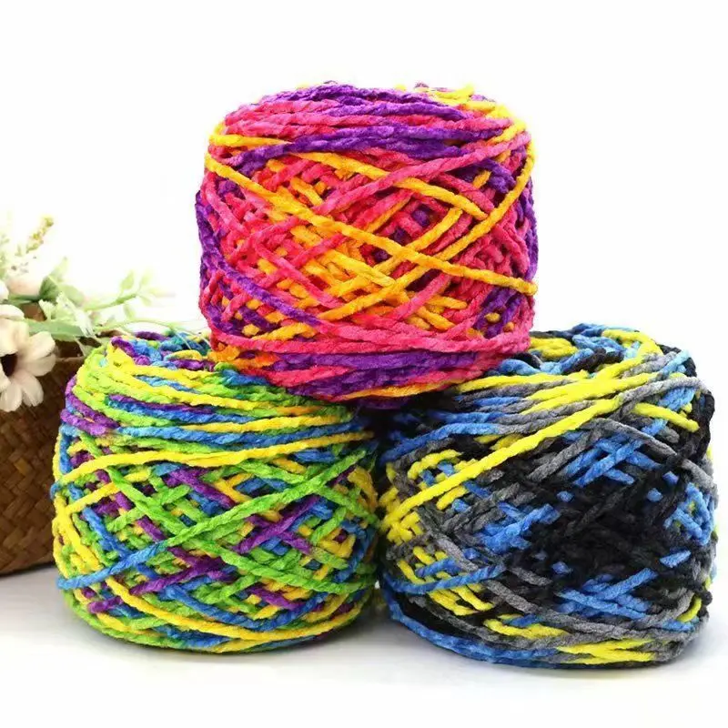 200g Velvet Chenille Polyester DIY Knitting Crochet Yarn Bright Woven Yarn for Sewing Embroidery High Tenacity Recycled Feature