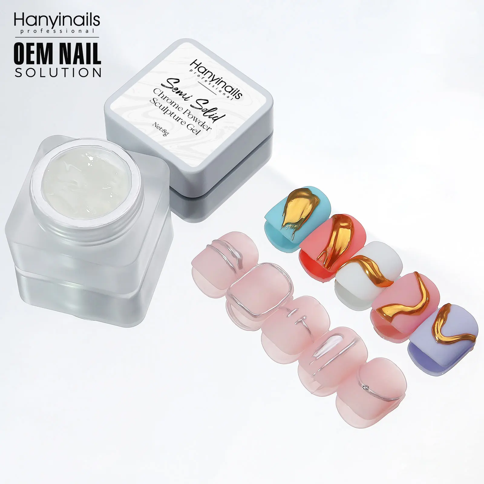 Semi Solid Chrome Hanyinails Gel Color Gel Polish Set UV Polish Gel Nail Set Private Label Design Magic Mirror