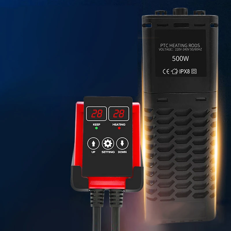 PTC  Series 300W 500W Submersible Fish Tank Water Heater ABS Plastic Aquarium Heater With Controller