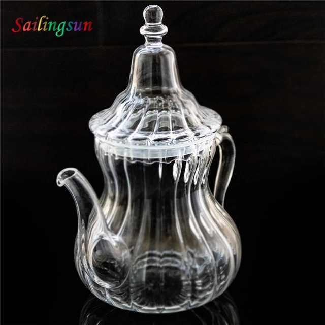 arabia style design handmade borosilicate thermo glass tea infusion pot