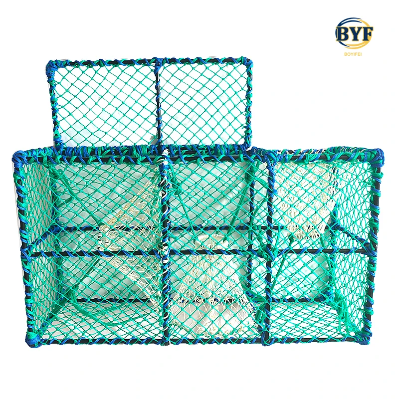 wholesale Folded Hexagon Fishing Net Shrimp Baits Cast Mesh Trap Aquaculture fish cage crab trap