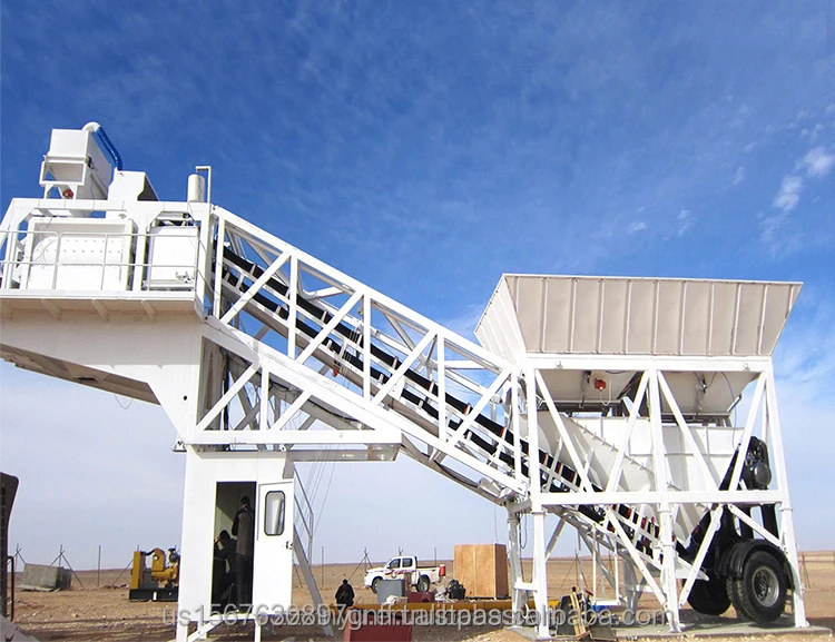 Mobile Concrete Mixing Plant Belt Conveyor Engine Core Cement Silo Construction Wet Mix Concrete Batching Plant