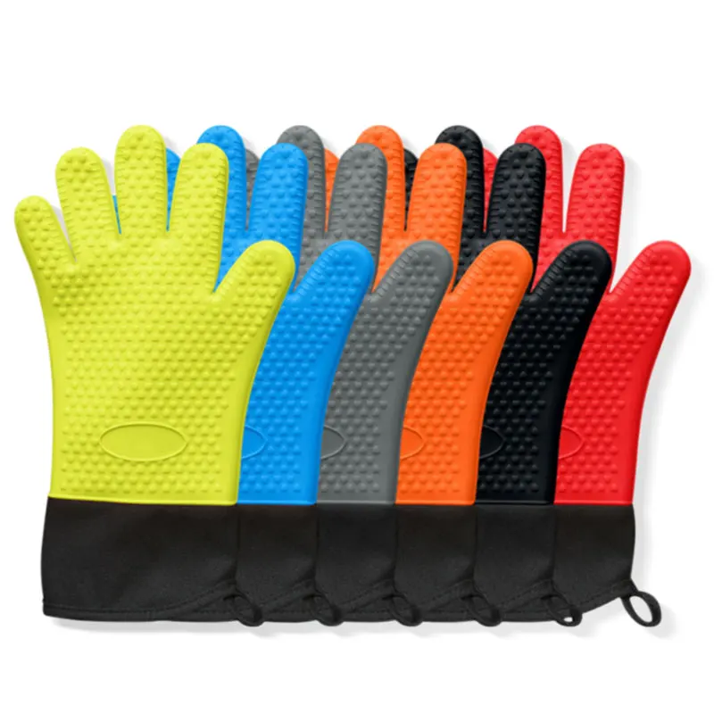 Hot Selling Silicone Heat Resistant Printing Grill Mittens Extreme Silicone Oven Mitts