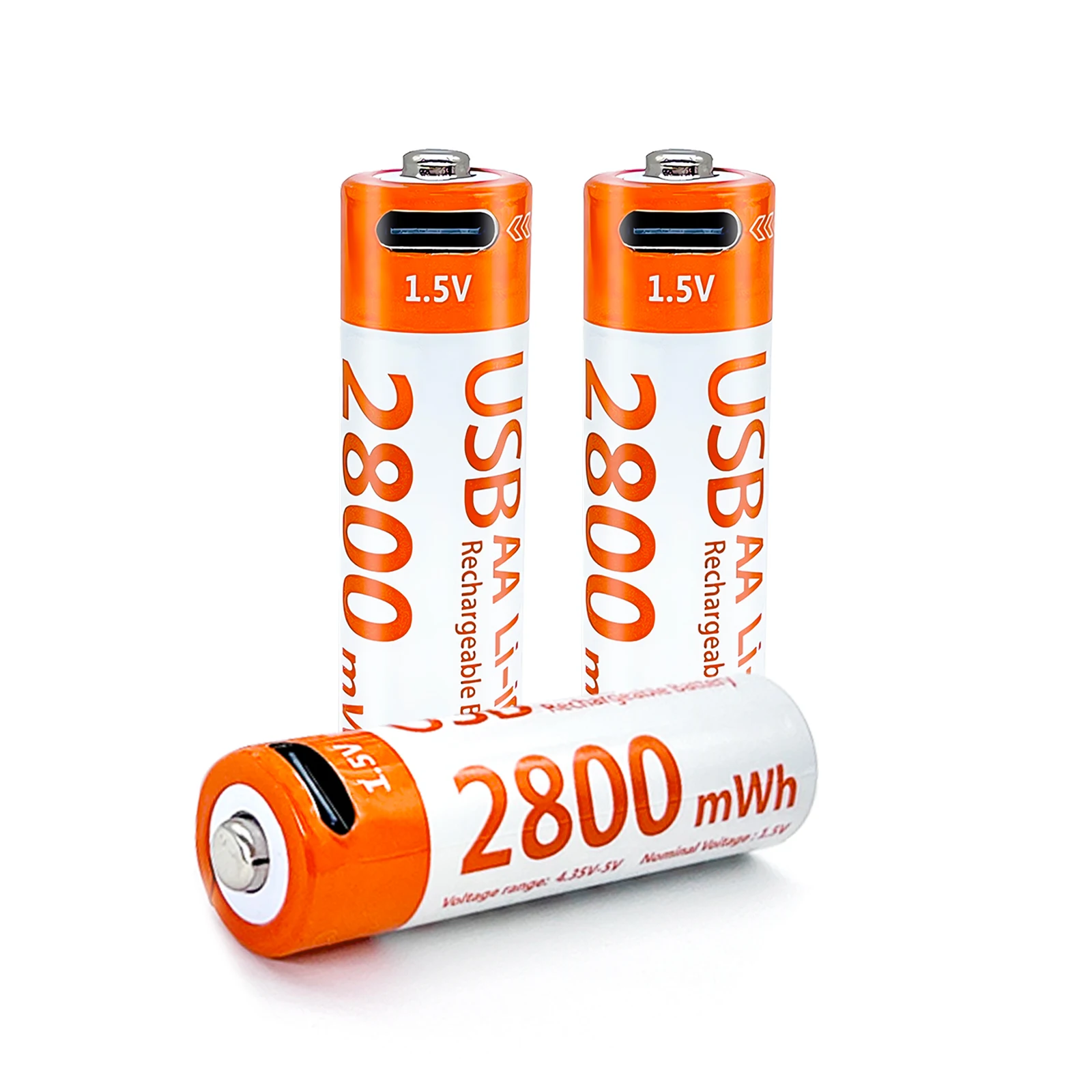 Portable Mini Power AA 2800mWh 1.5V for Camera Flashlight Smart lock supports USB rechargeable lithium battery