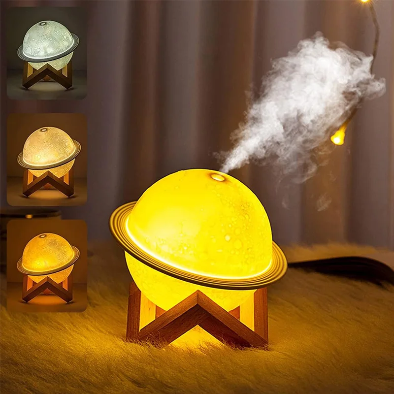 200ml Led Round Planet Colorful Cold Mist Mini Usb Ultrasonic Planet Air Humidifier With Night Light