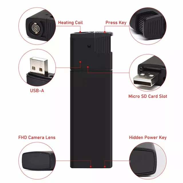 Live Mini  Body ss Hidden Spy Rechargeable Wireless  Invisible Spy Wifi 1080P WireleLighter  Camera For Video Photos Taken