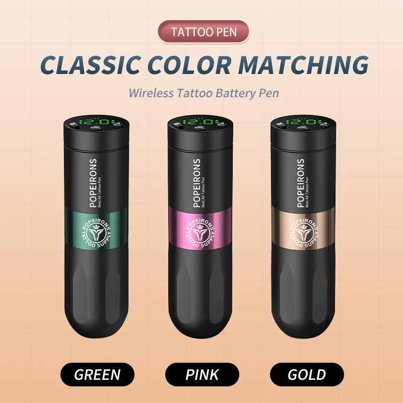 POPEIRONS Best A8 Professional rotary tattoo pen machine wireless portable pen Support customized logo
