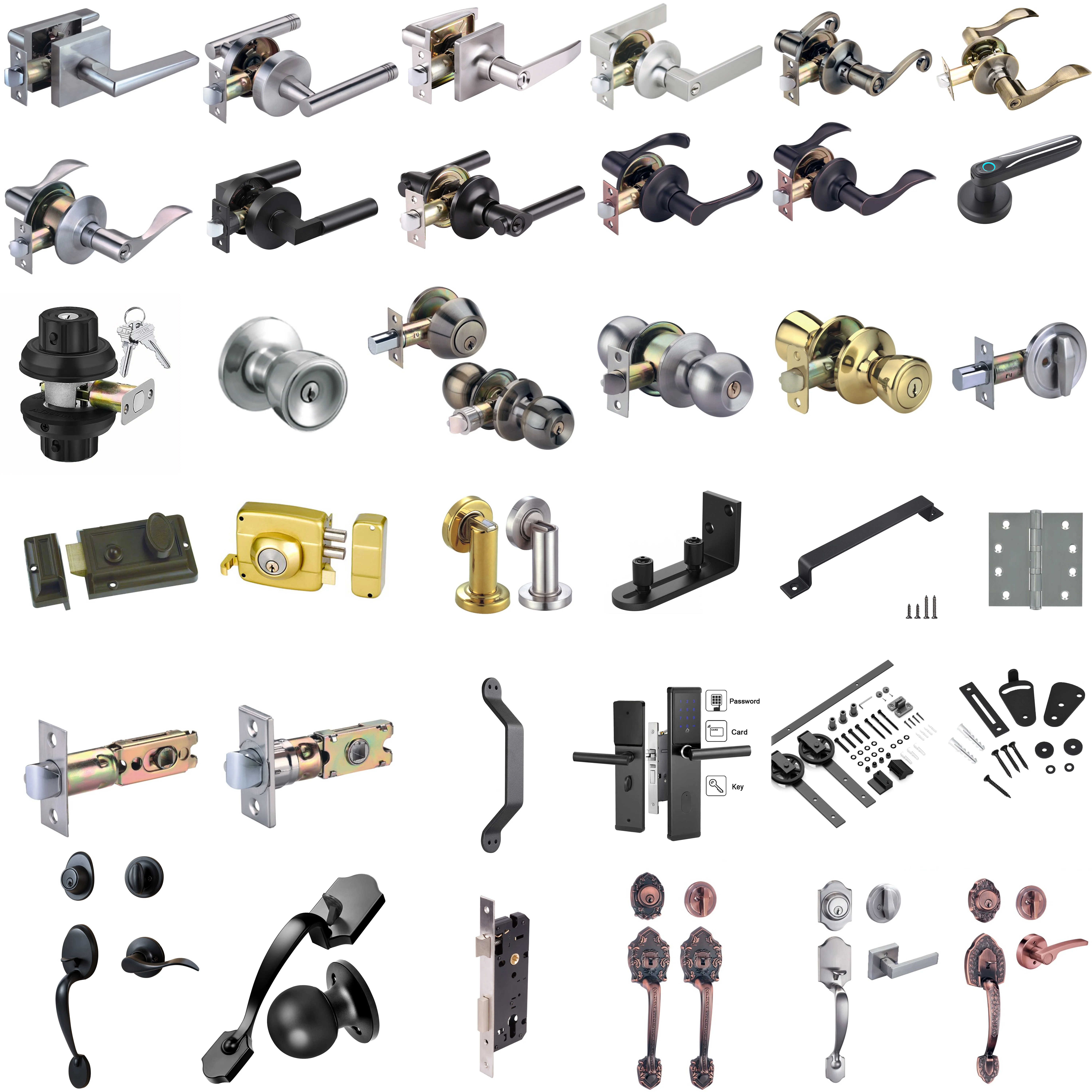 2024 Round  Lever Set Us Lock Door Locks For Wooden Doors,Satin Nickel Front Door Handles Interior Handles Passage Lock