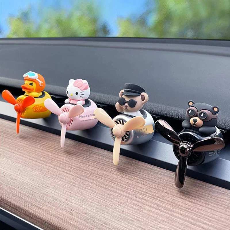Bear Pilot Rotating Car Air Freshener Air Outlet Fan Custom Logo Luxury Car Air Freshener Car Diffuser