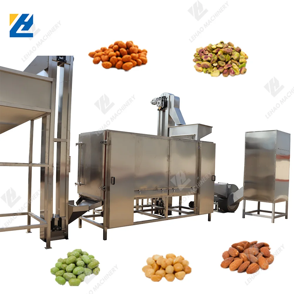 Full automatic salted peanut cashew nut roasting seasoning machine nut roaster flavoring production line