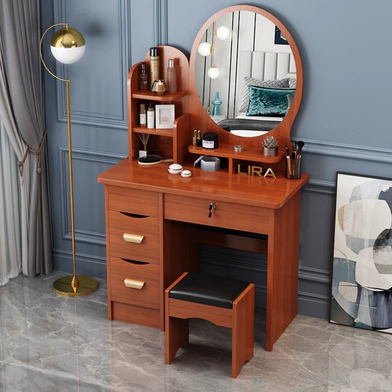 Bedroom Furniture Manufacturer Makeup Vanity Desk Dressing Table With 3 Drawers Sliding LED Mirror