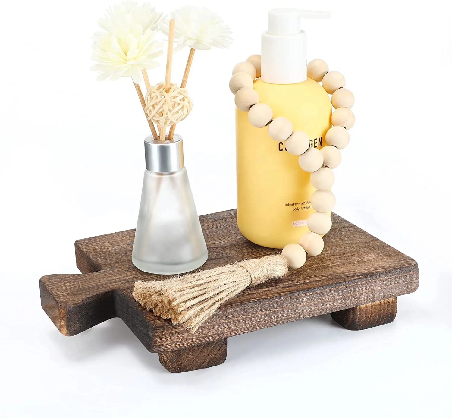 wholesale custom Rustic vintage Wood Pedestal Stand Riser Wood Tray wood risers for display