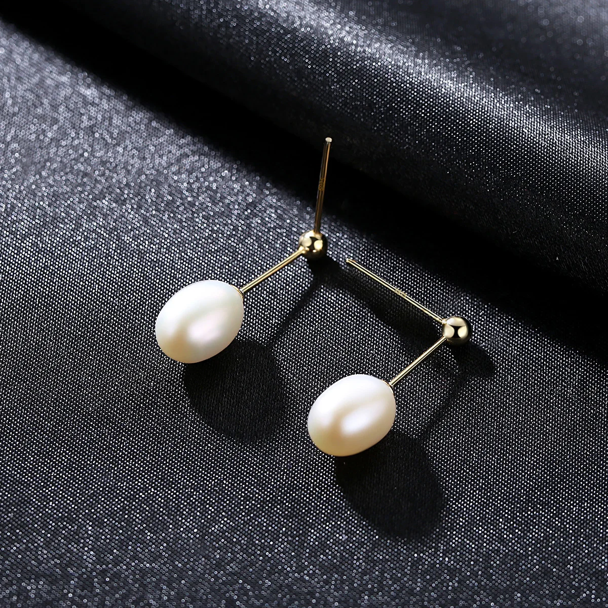 PAG&MAG Brand 925 Sterling Silver 3 Colors Simple Style 8-9mm Freshwater Pearl Women Stud Earrings