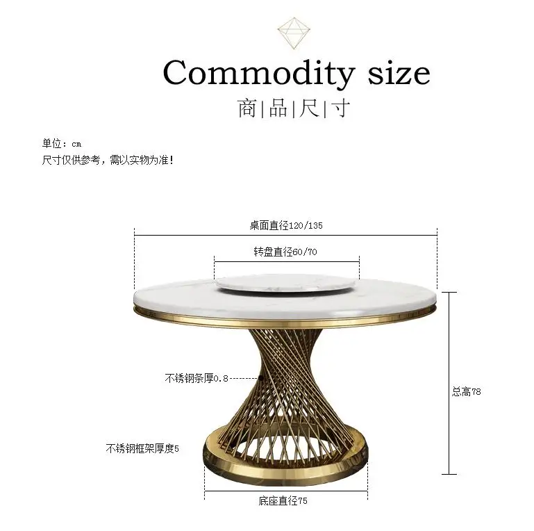 2020 top luxury soft parcel  hotel restaurant Round marble Dining table with turntable