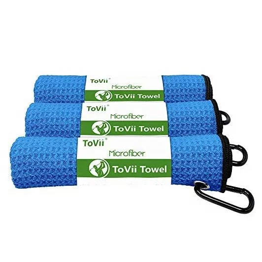 Microfiber Waffle Foldable Divot Tool custom logo golf towel custom logo with brush Golf Gifts Accessories