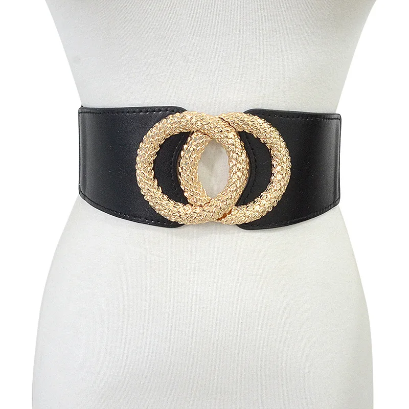 European And American Hotselling Double Big Interlocking Rings Skirt Coat Corset Belt Leather