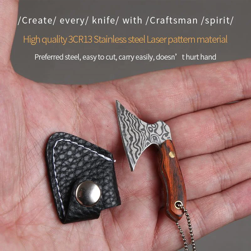 Necklace Pendant Custom Knives 3CR13 Stainless Steel Colored Wood+Copper Nail Handle Keychain Key Custom Pocket Mini Knife