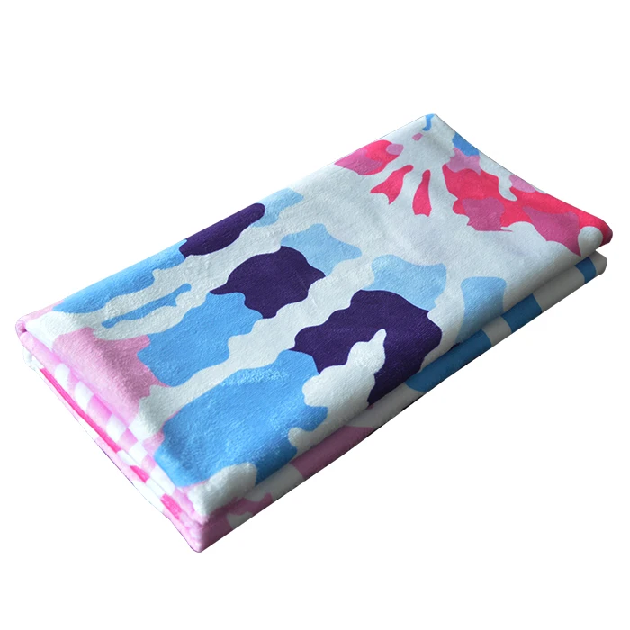 Tie Dye Beach Towel 30 x 60 inches 100% Cotton Velour Rainbow Hippie Colors Printed Beach Towel