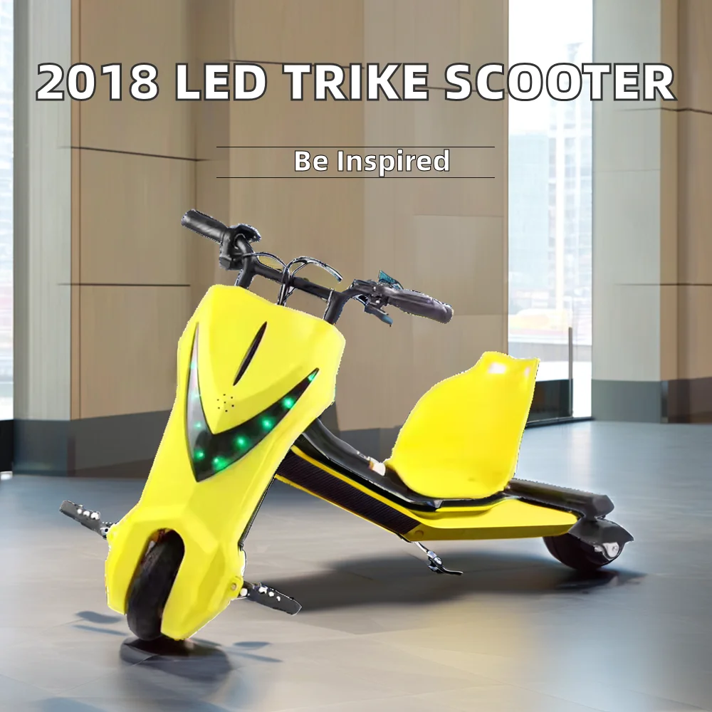 New Design Electric Motor Drifting Trike Scooter 200W Powerful LED Front Light 8 Inch Tire 100kg Max Load 20km Range Kids