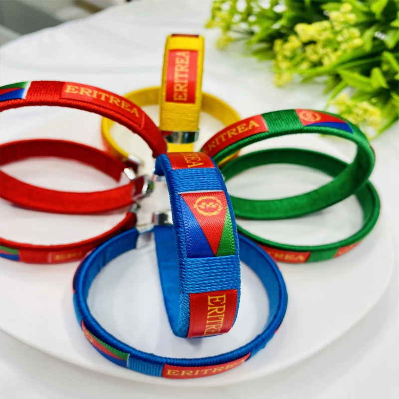 New Design Eritrea Flag Bracelet Flexible Metal Nylon C-shape Bracelet for Soccer Fans