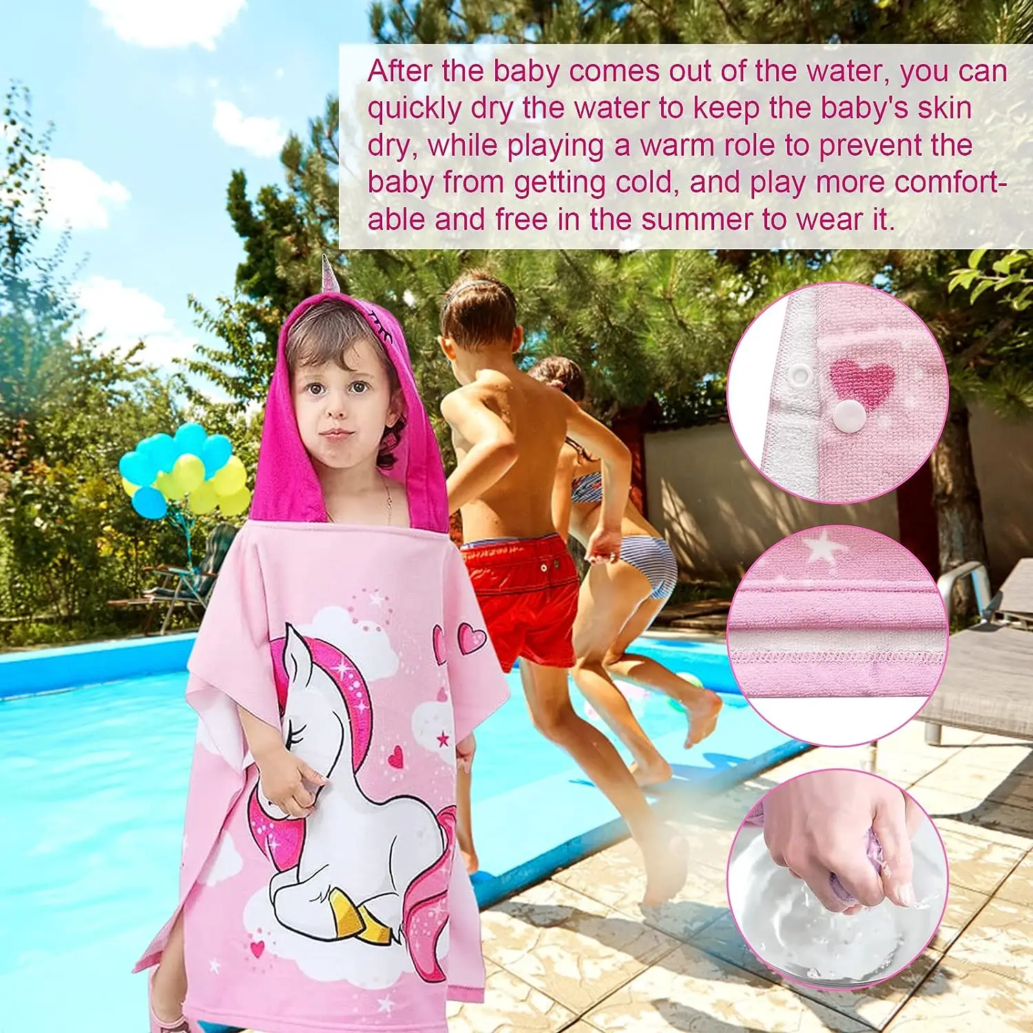 Hot Selling printing Custom Beach Swim Quick Drying Cartoon  Kids Poncho Children Hooded Beach Towel