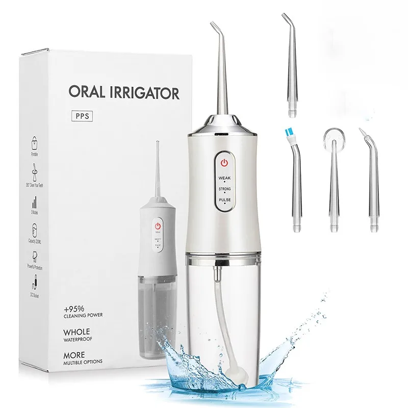 OEM Portable Waterproof Teeth Clean USB Cordless Dental Care 4 Nozzles Water Pick