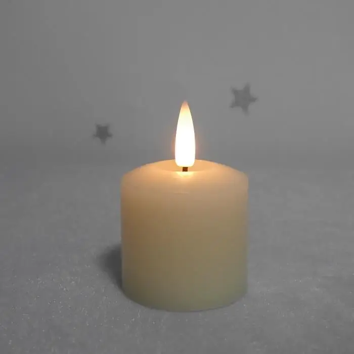 
3D bullet flame black wick real wax led candle votive 