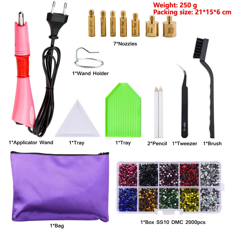 Cheap Factory Directly Sale Fast Heating Press Hot Fix Rhinestone Applicator Accessories Kit for Wedding Dress Shoes Crystal DIY