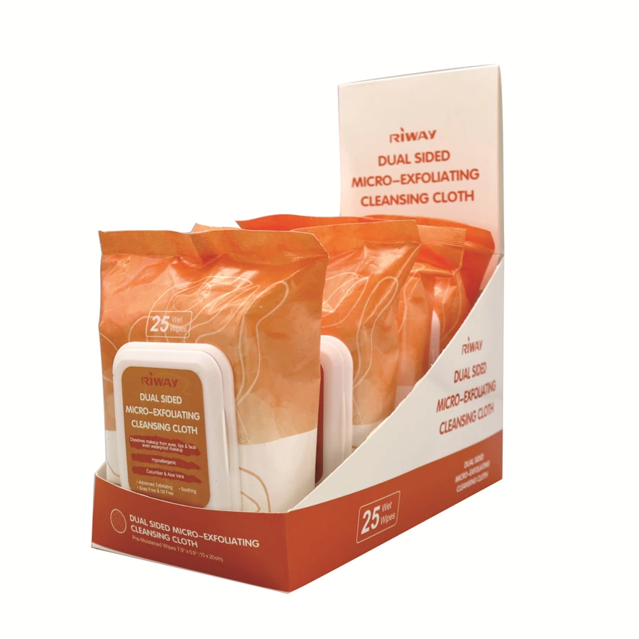 Micro-Exfoliating 25ct Makeup Removal Wipes/OEM/ wet cosmetic wet wipes