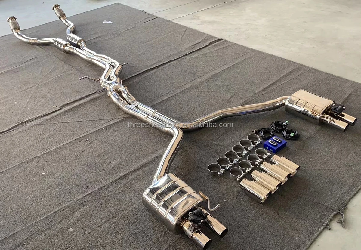 Best catback Exhaust For Audi S6 S7 4.0t C8 2019-2024 Valved Muffler Valvetronic Remote Control Downpipe Back Tips exhaust pipe