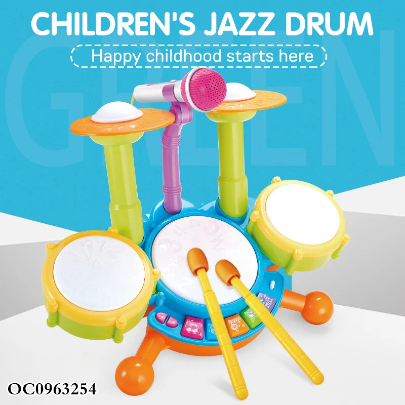 Kids Piano Jazz Drums Microphone Set Toy Musical Instruments Battery Operated Toy
