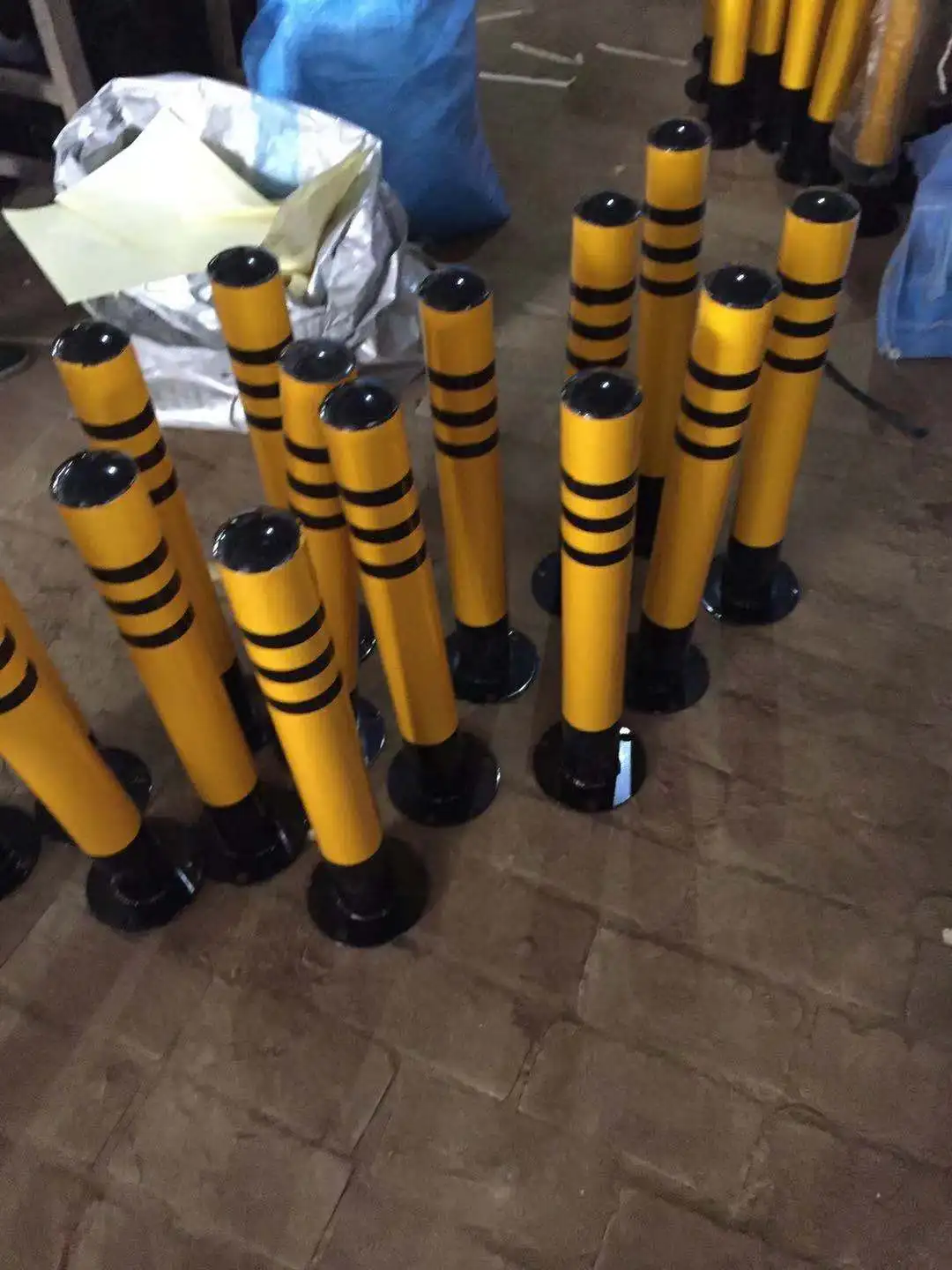 55cm yellow signs steel pipe traffic road fixed safety bollard