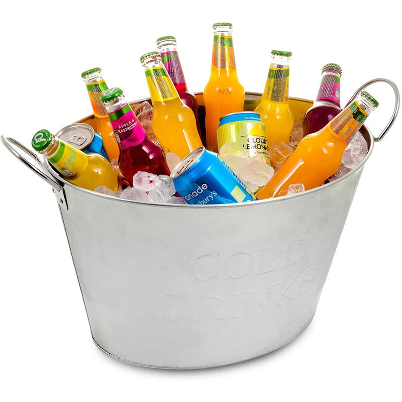 24L GALVANISED Steel Oval Party TUB Beverage Drink ice bucket