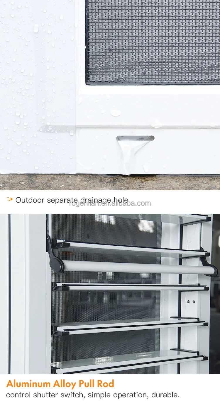 ROGENILAN New Design High Quality Louvers Aluminum Sliding Windows Shutter Plantation Shutters For Kitchen