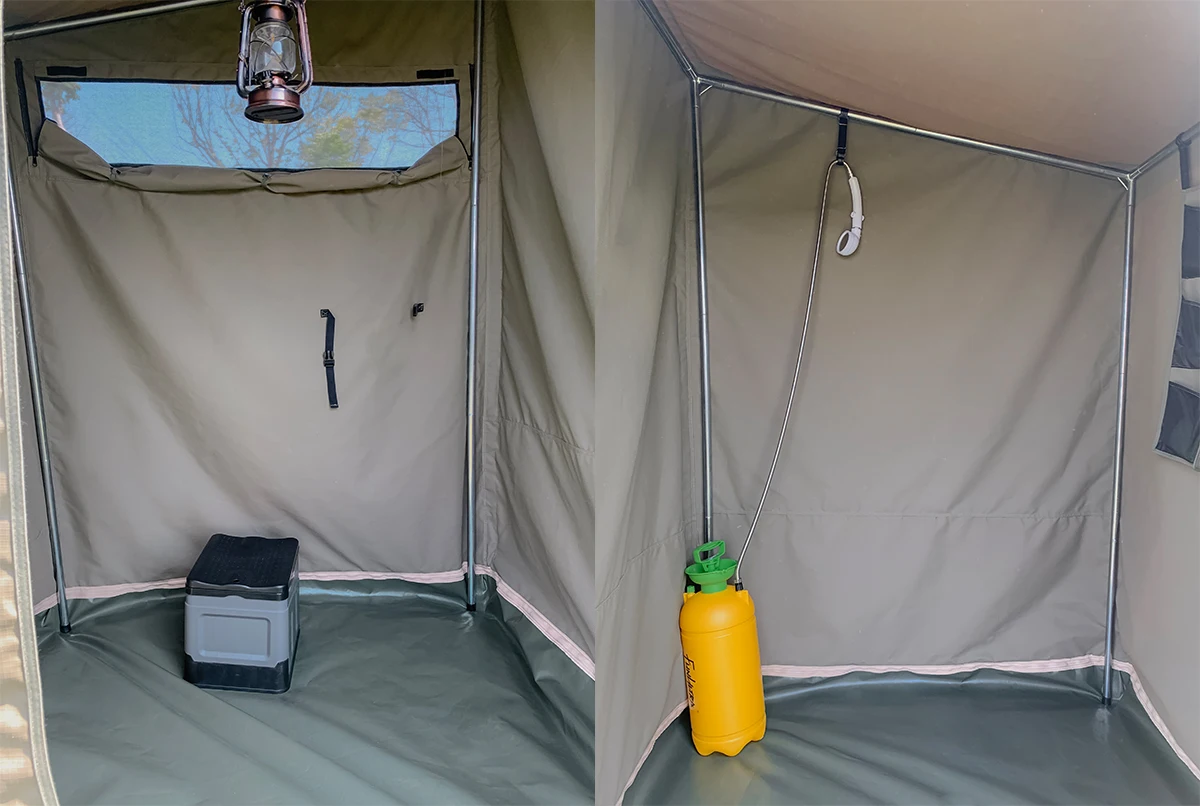 Portable 340gsm plaid outdoor toilet tent camping shower double camping shower toilet tent