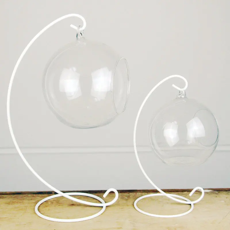 wholesale round shape glass plant terrarium hanging terrarium hanging glass ball with metal stand
