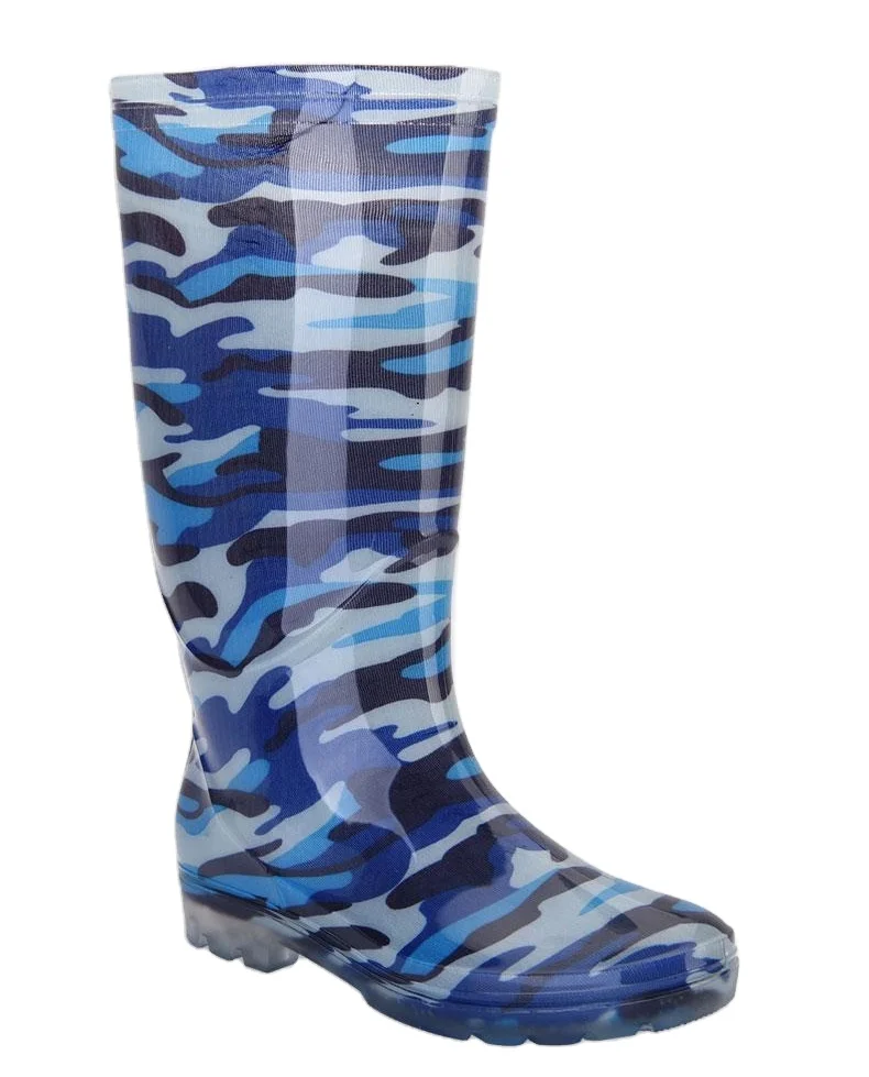 Wholesale Blue Camouflage PVC Waterproof Boots CE Waterproof Fishing Boots Mens Rubber Boots