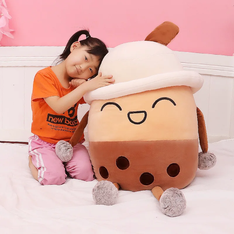 Cute Bubble Tea Stuffed Toys Ice Cream Super Soft Sleeping Pillow Boba Plush Toy