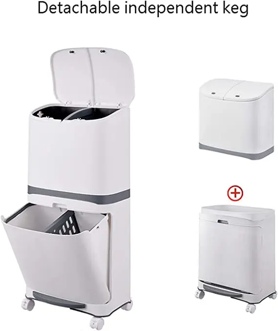 Hot Selling  Kitchen Double Layer Cover Trash Can Household Garbage Bin with Lid Large Capacity Dry and Wet Separation Bin