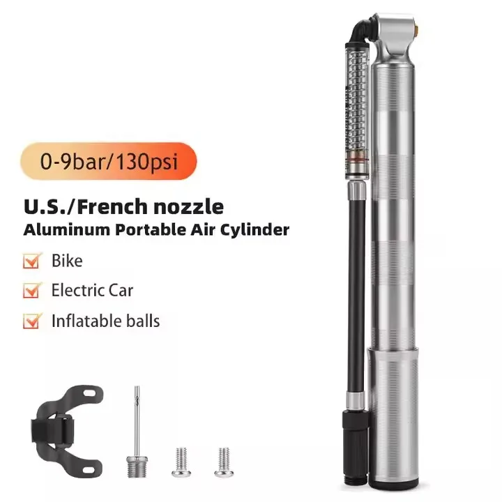 High pressure portable mini bike pump for bicycles Compact aluminum air pump