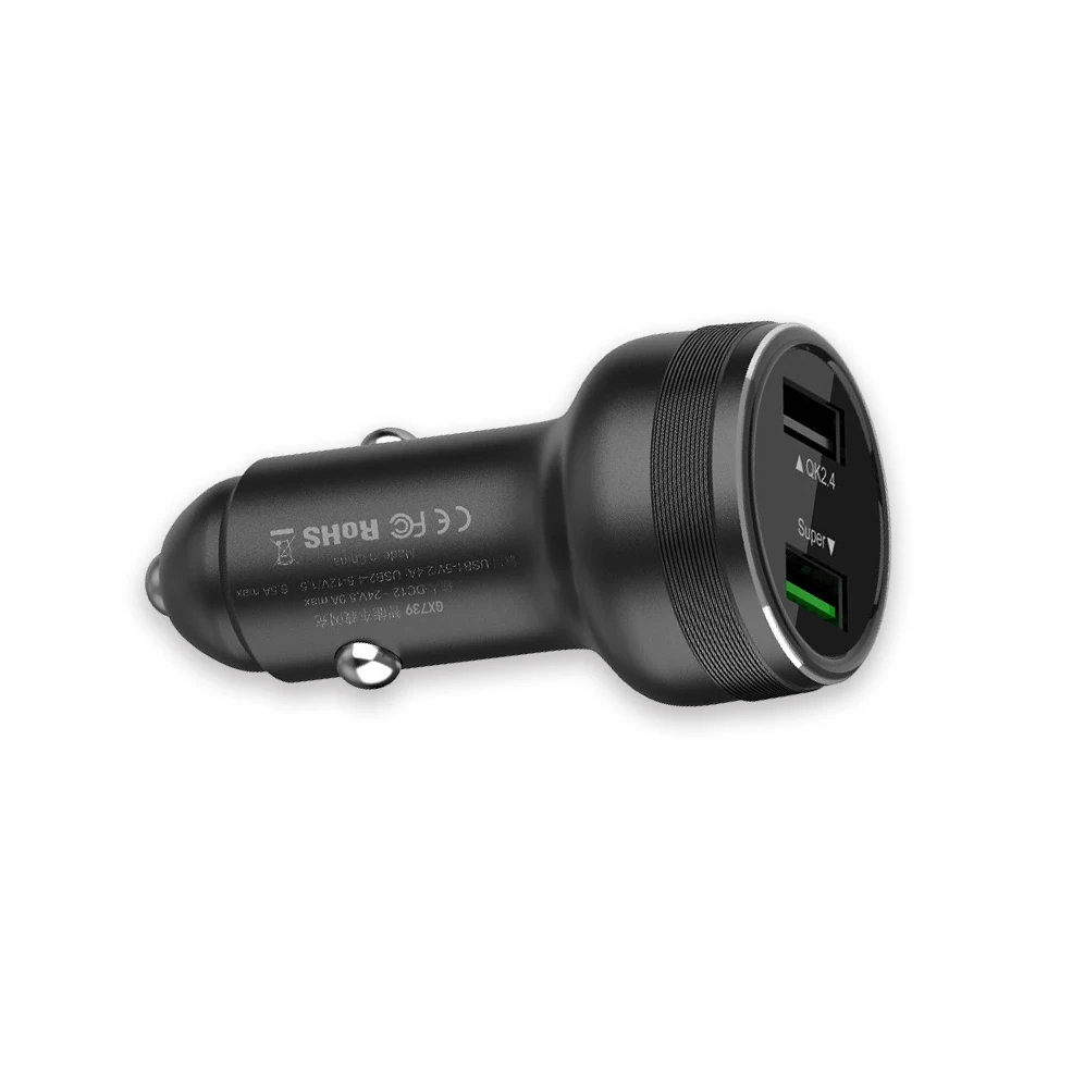 WISTAR 65W Автомобильное зарядное устройство для быстрой зарядки с двумя портами USB портативный Автомобильное зарядное устройство адаптер QC3.0 универсальное автомобильное зарядное устройство с Quick USB Автомобильное зарядное устройство