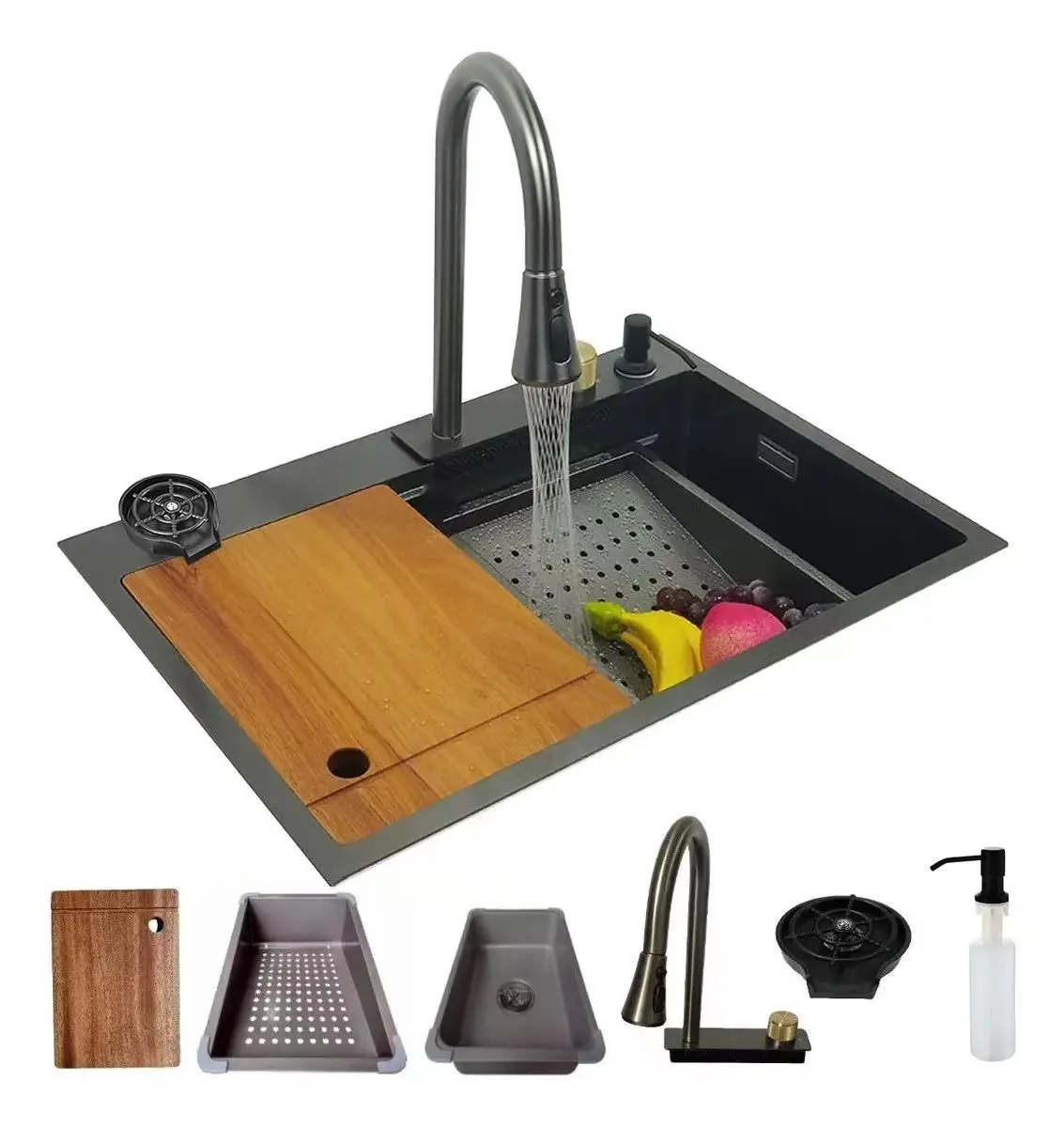 New Style 304 Stainless Steel Kitchen Sink with Pull Faucet