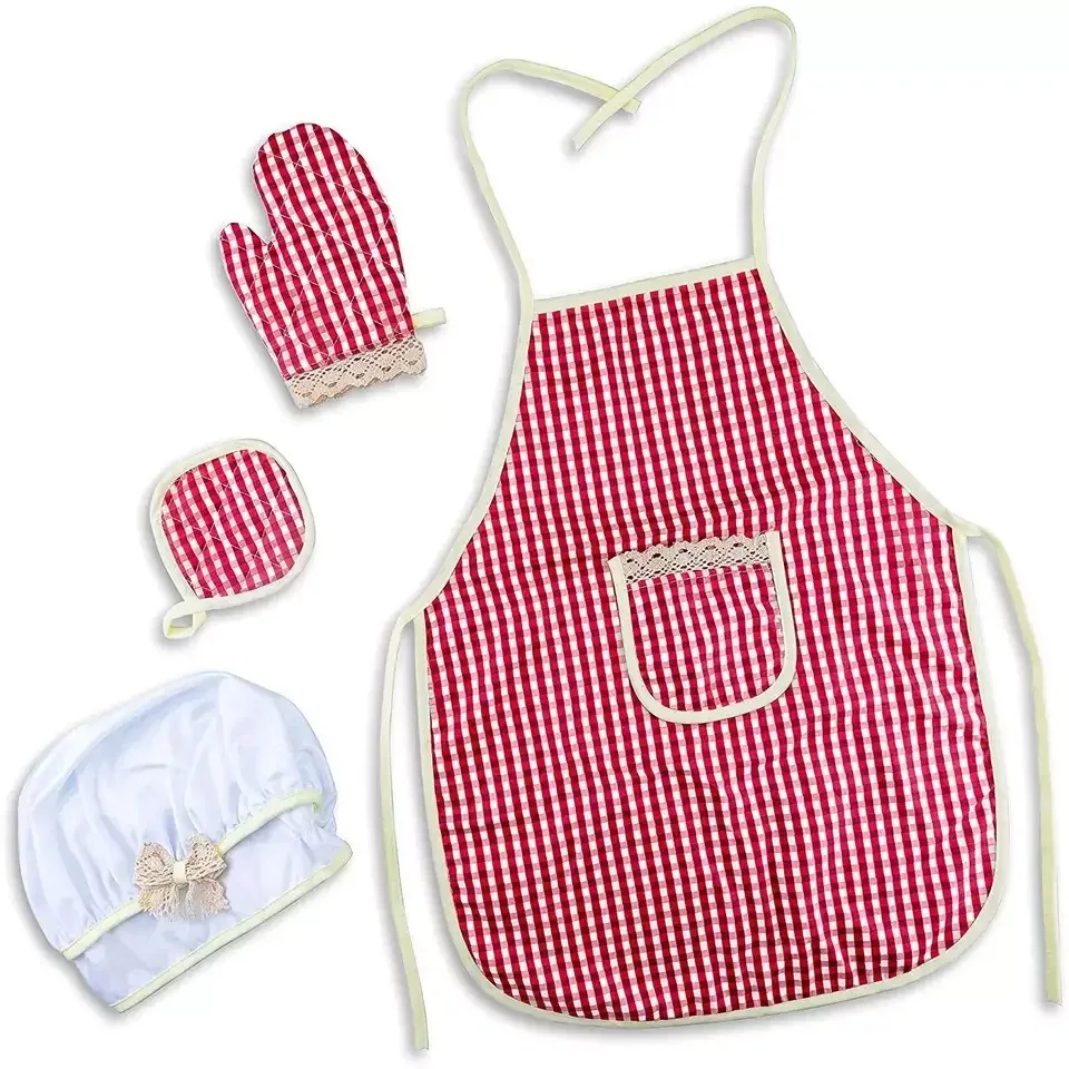 Pretend Play Preschool Kitchen Toys Mini Kitchen Real Cooking Set for Kids with Apron and Chef Hat