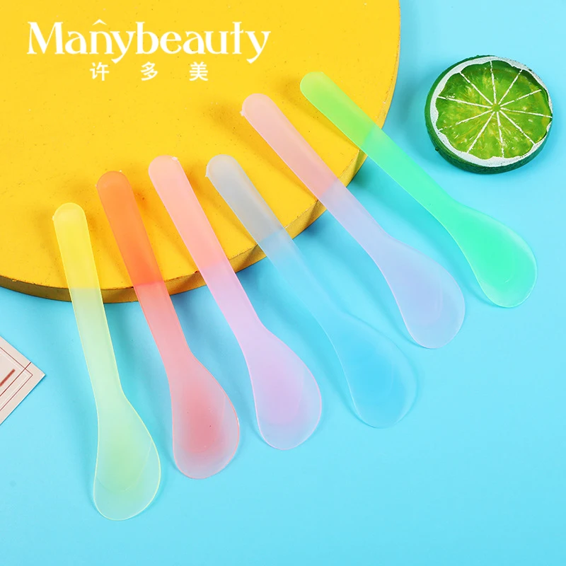 13CM Mini Plastic beauty tool transparent handle facial Cream applicators body Spoon mixing stirring rod Cosmetic Mask spatula
