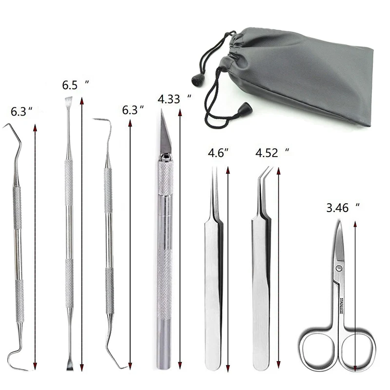 7 pieces stainless steel precision craft weeding vinyl tool kit with scissors knife tweezer weeder