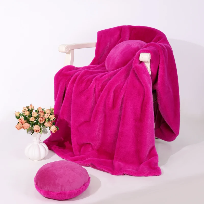 High Quality Home Decor Handmade Solid Color Sheepskin Cushion Faux Fur Throw Pillow