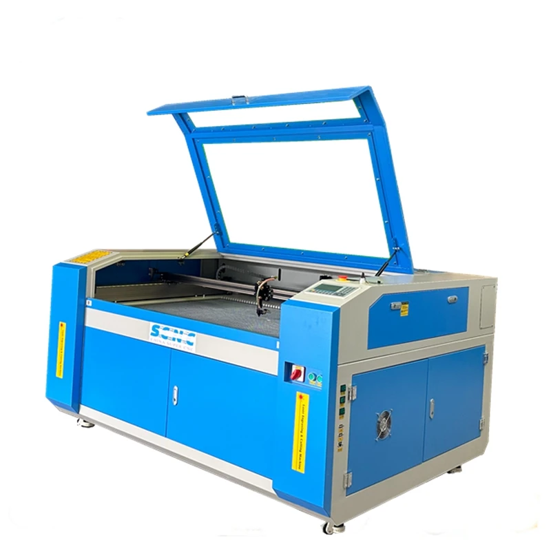 China supercnc plastic fabric wood Bamboo Photo Stamp cutter engraver CO2 laser cutting machine 100w