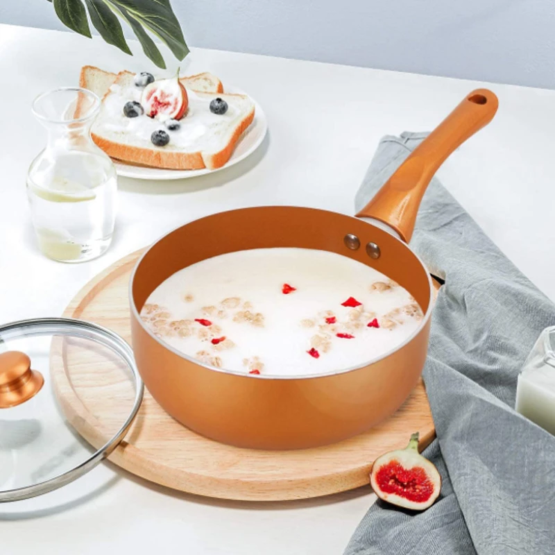 Copper 6 Piece Pot and Pan Set, Complete Cookware , Ultra Non-Stick Durable Mineral and Diamond